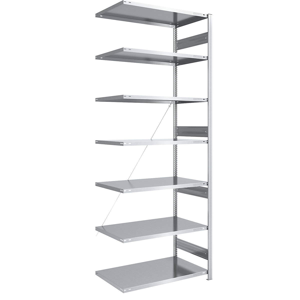 Zwaarlast-inhaakstelling – eurokraft pro, enkelzijdig, h x b x d 3000 x 1000 x 800 mm, verzinkt, aanbouwstelling-94