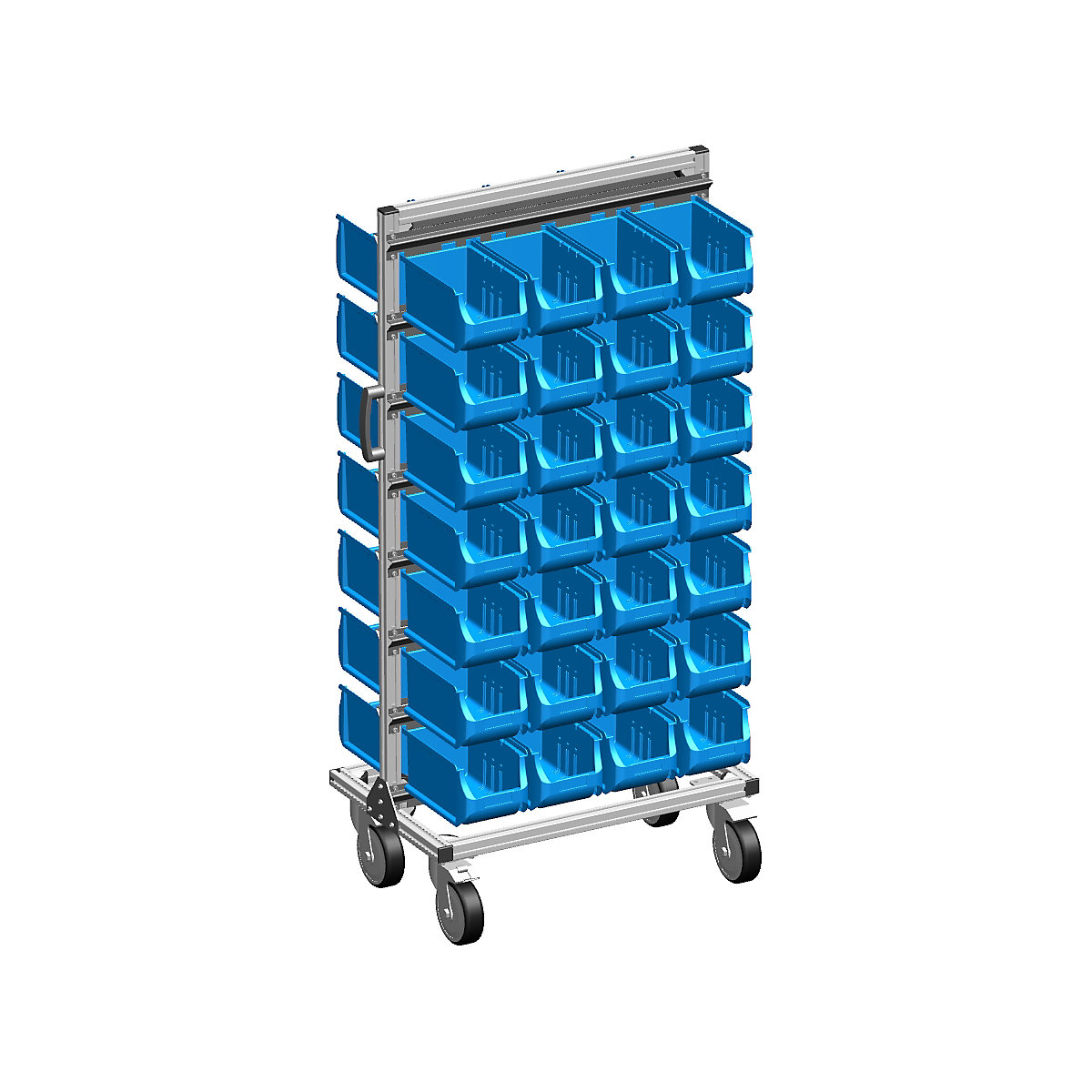 Verrijdbare aluminium stelling met magazijnbakken (Productafbeelding 2)-1