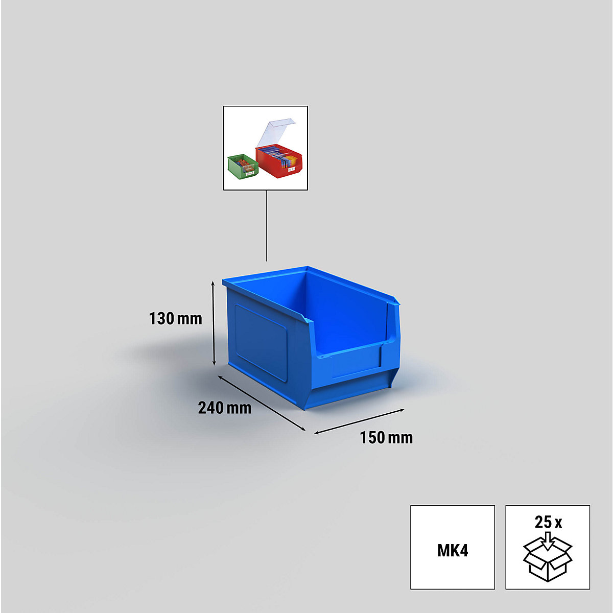Magazijnbak van polyethyleen – mauser (Productafbeelding 4)-3