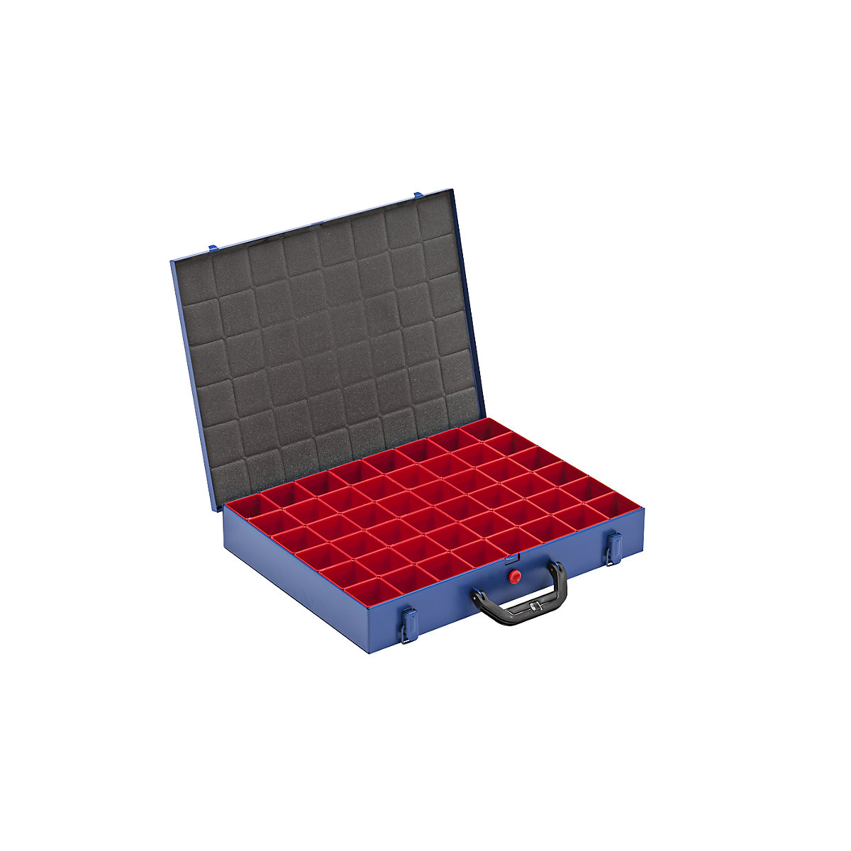 Koffer voor kleine onderdelen met inzetbakken, b x d = 440 x 370 mm, met 48 inzetbakken, hoogte 63 mm-5