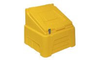 Plastic container with double walled folding lid
