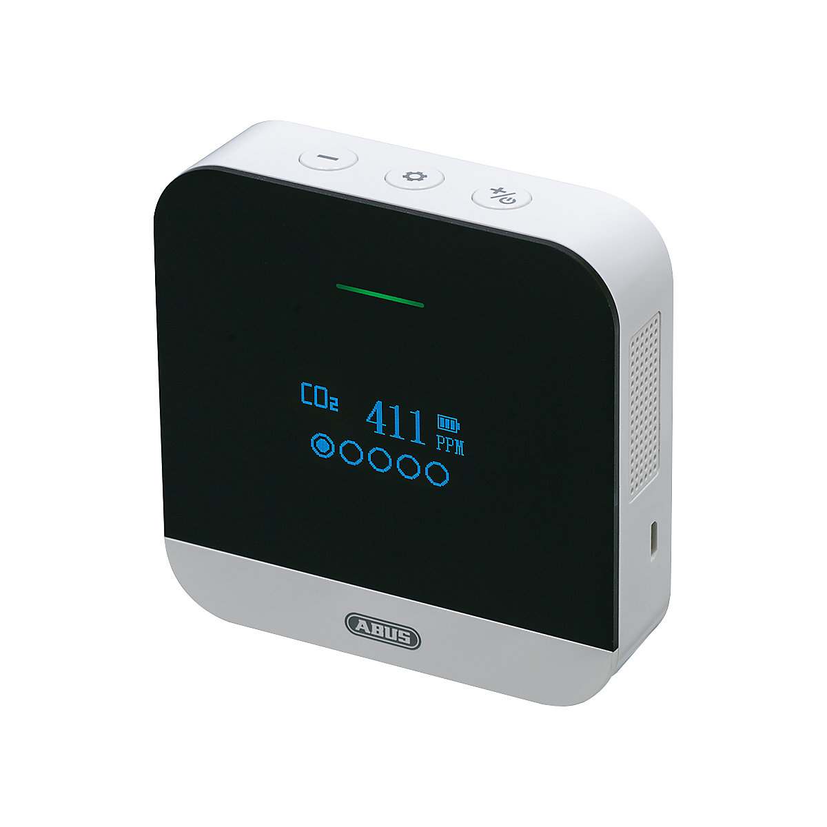 Alarme CO₂ AirSecure – ABUS, avec écran OLED, h x l x p 97 x 96 x 26 mm