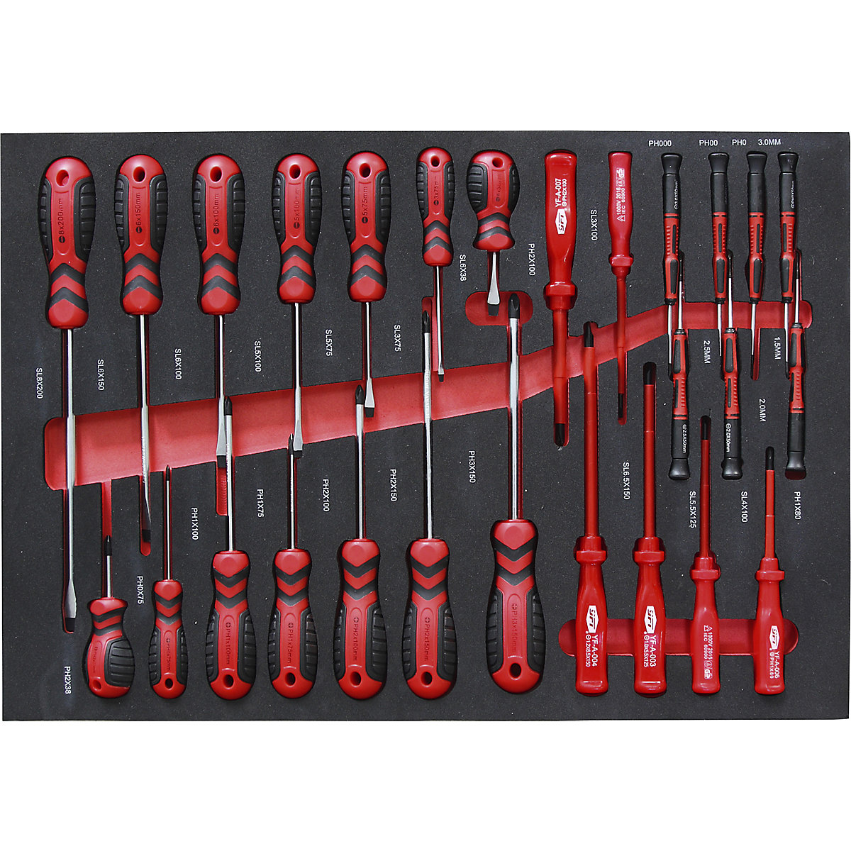 Kit d&rsquo;outils avec compartiment en mousse bicolore