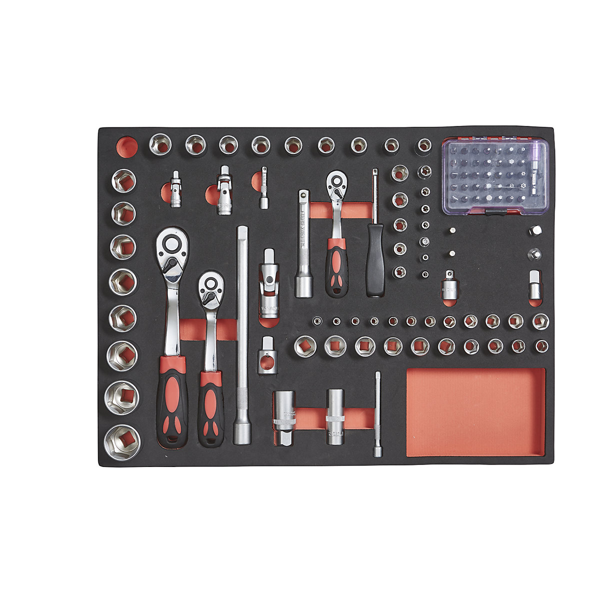 Kit d'outils avec compartiments en mousse bicolores