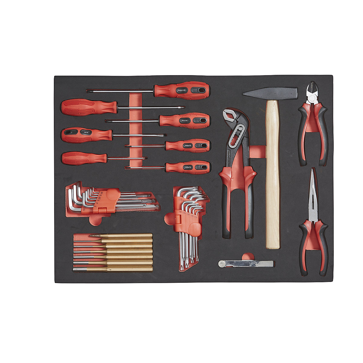 Kit d'outils avec compartiments en mousse bicolores