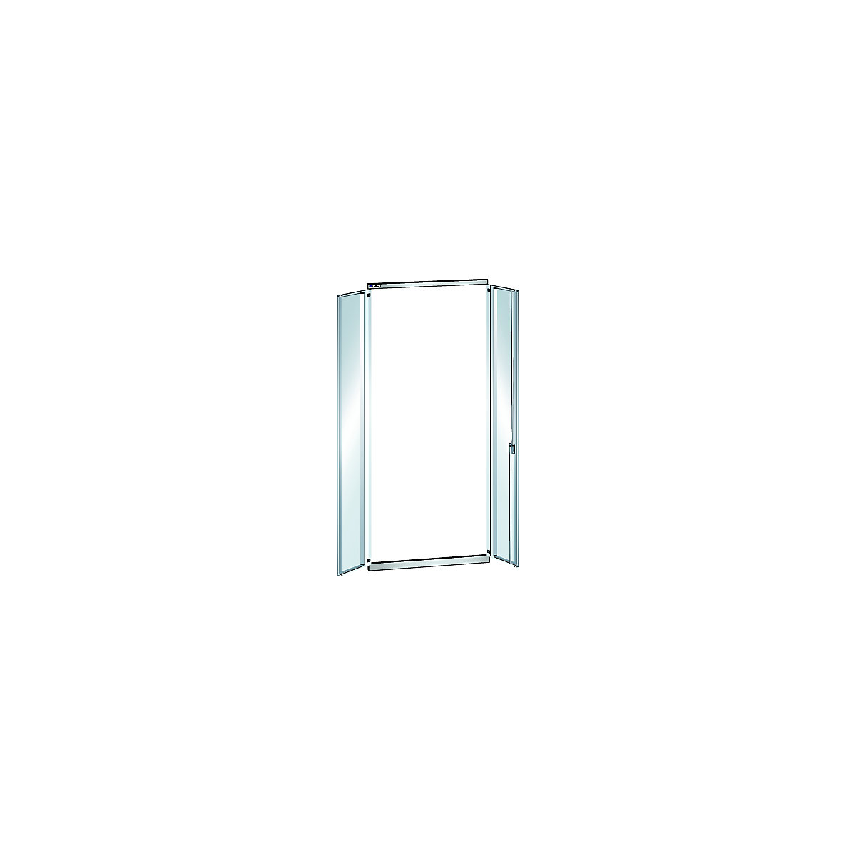 Otočné dveře, ocelový plech – LISTA, pro šířku police 1000 mm, výška 2500 mm, přístavný regál, světlá šedá