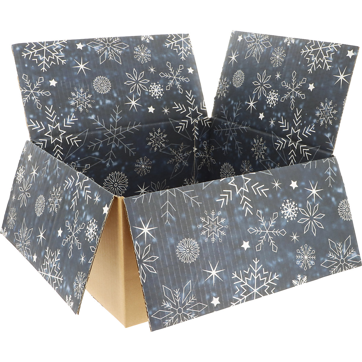 Folding corrugated cardboard box with inside Christmas print - ratioform