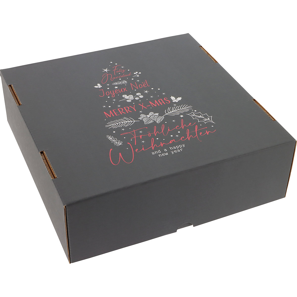 International Christmas Tree pattern cardboard box with push-on lid - ratioform