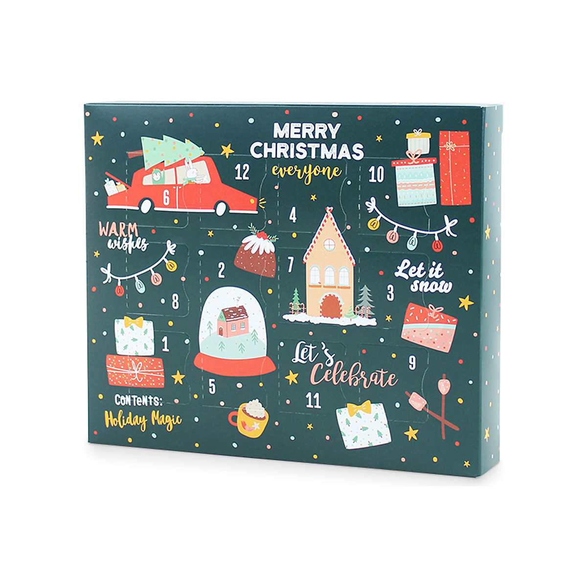 Advent Calendars, Advent Calendars, Advent Calendars Pack 10 | 181l x 153w x 32.5h mm | Warm Wishes - 12 Days | Tray - Black | Cell 33l x 30w x 20h mm-13