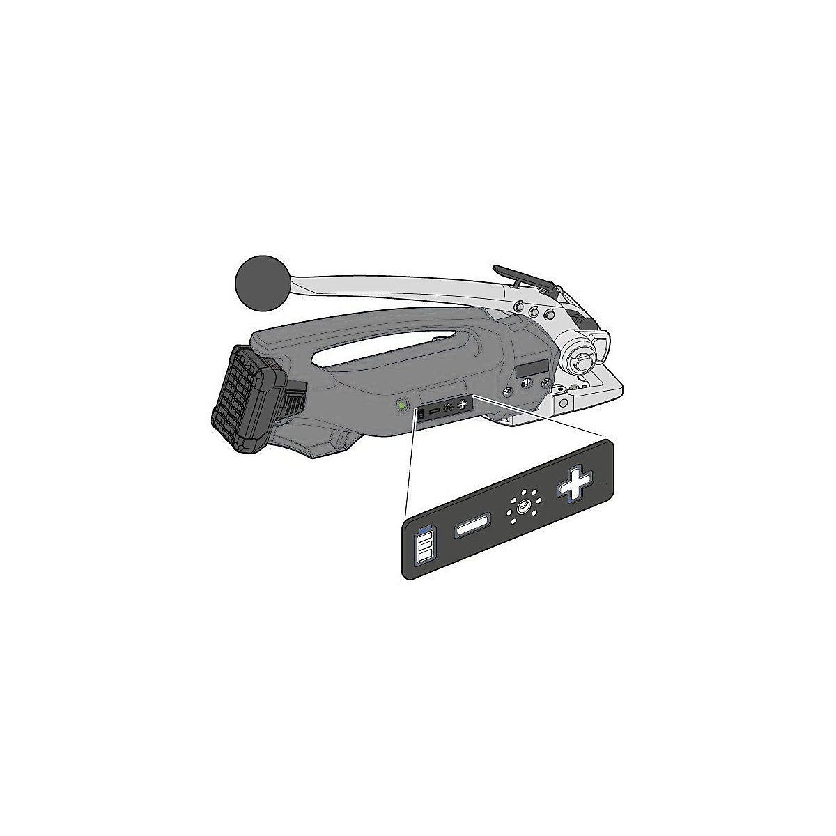 Battery powered strapping tool for PP and PET strapping (Product illustration 3)-2