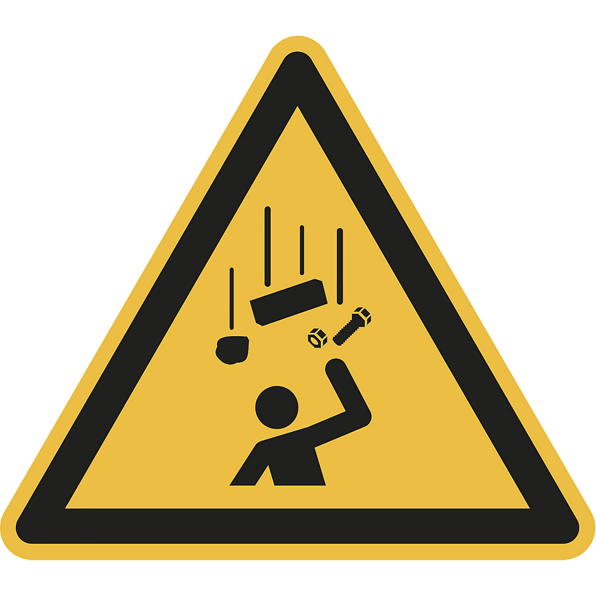 Panneaux d'avertissement, avertissement pour chute d'objets, lot de 10, plastique, longueur côtés 200 mm-2