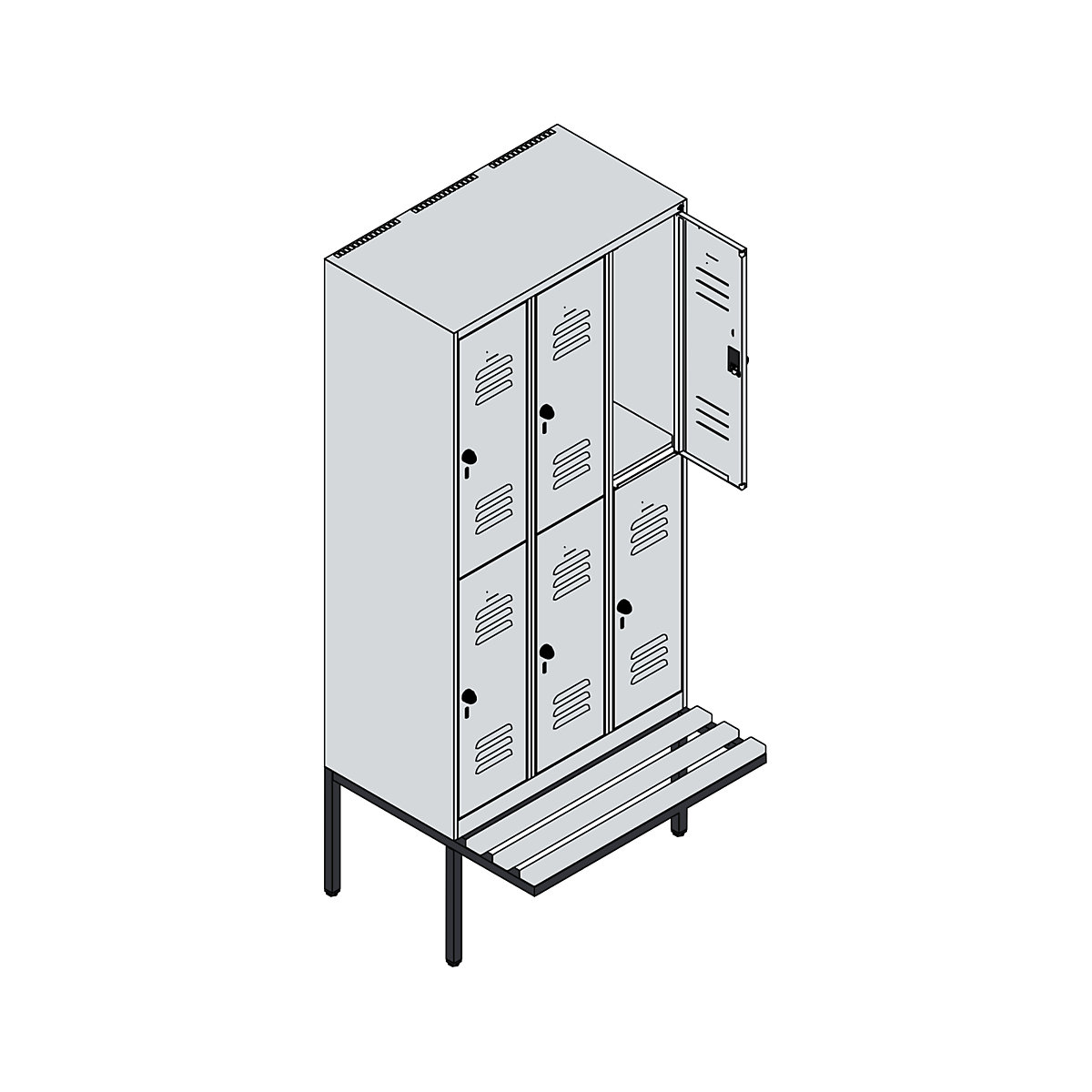 Kledingkast Classic PLUS met twee verdiepingen en zitbank – C+P (Productafbeelding 3)-2