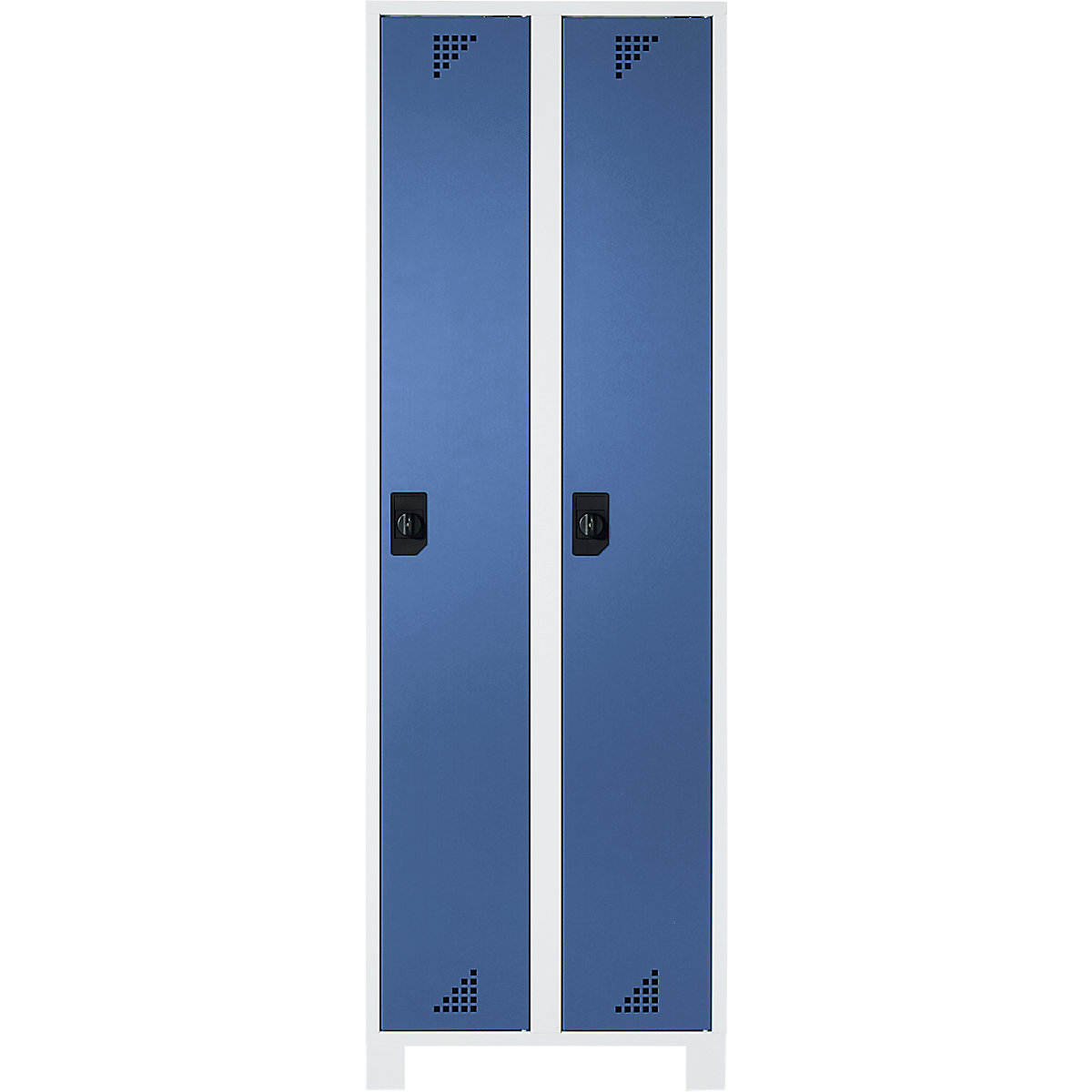 Universele kast en garderobekast – eurokraft pro, vakhoogte 1695 mm, 2 vakken, breedte 800 mm, kastframe lichtgrijs, deuren briljantblauw-5