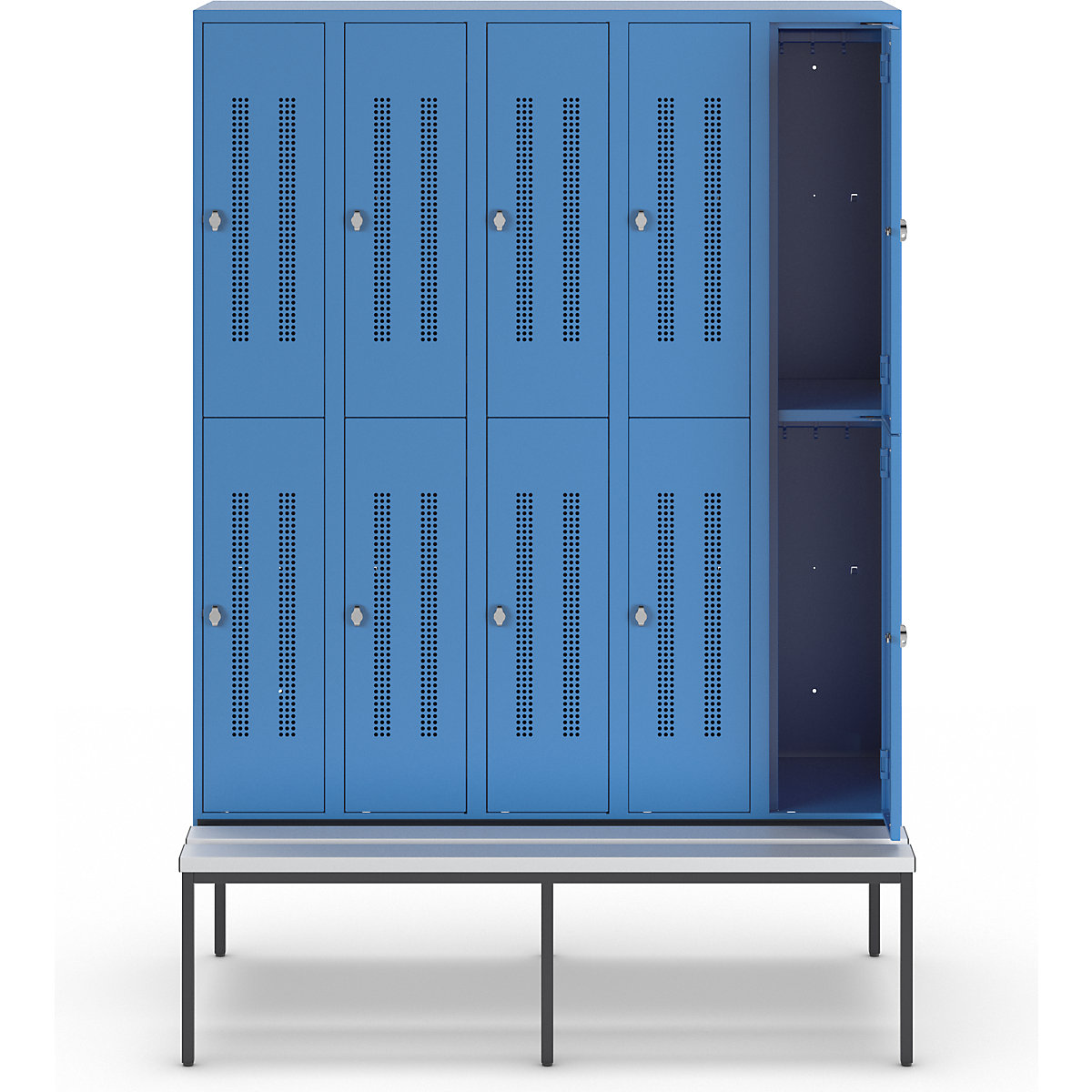 Lockerkast Berlin 1 met twee verdiepingen en zitbank – Wolf (Productafbeelding 3)-2