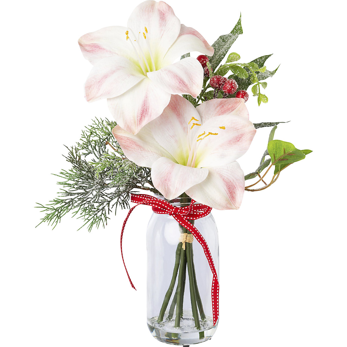 Šopek amarilisa v stekleni vazi, roza barve (Slika izdelka 2)-1