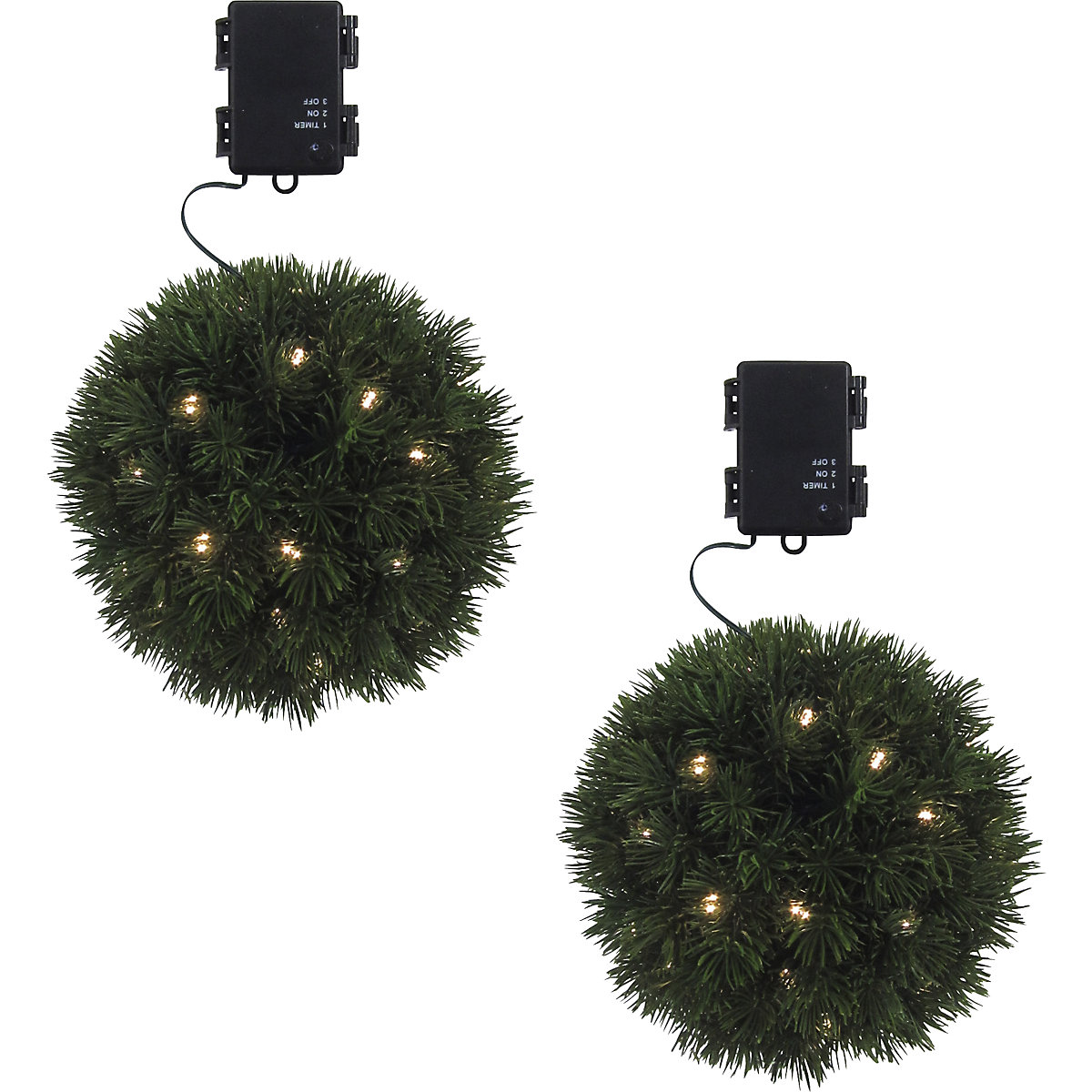 Velike krogle iz jelke s 35 LED-lučkami, 2 kosa