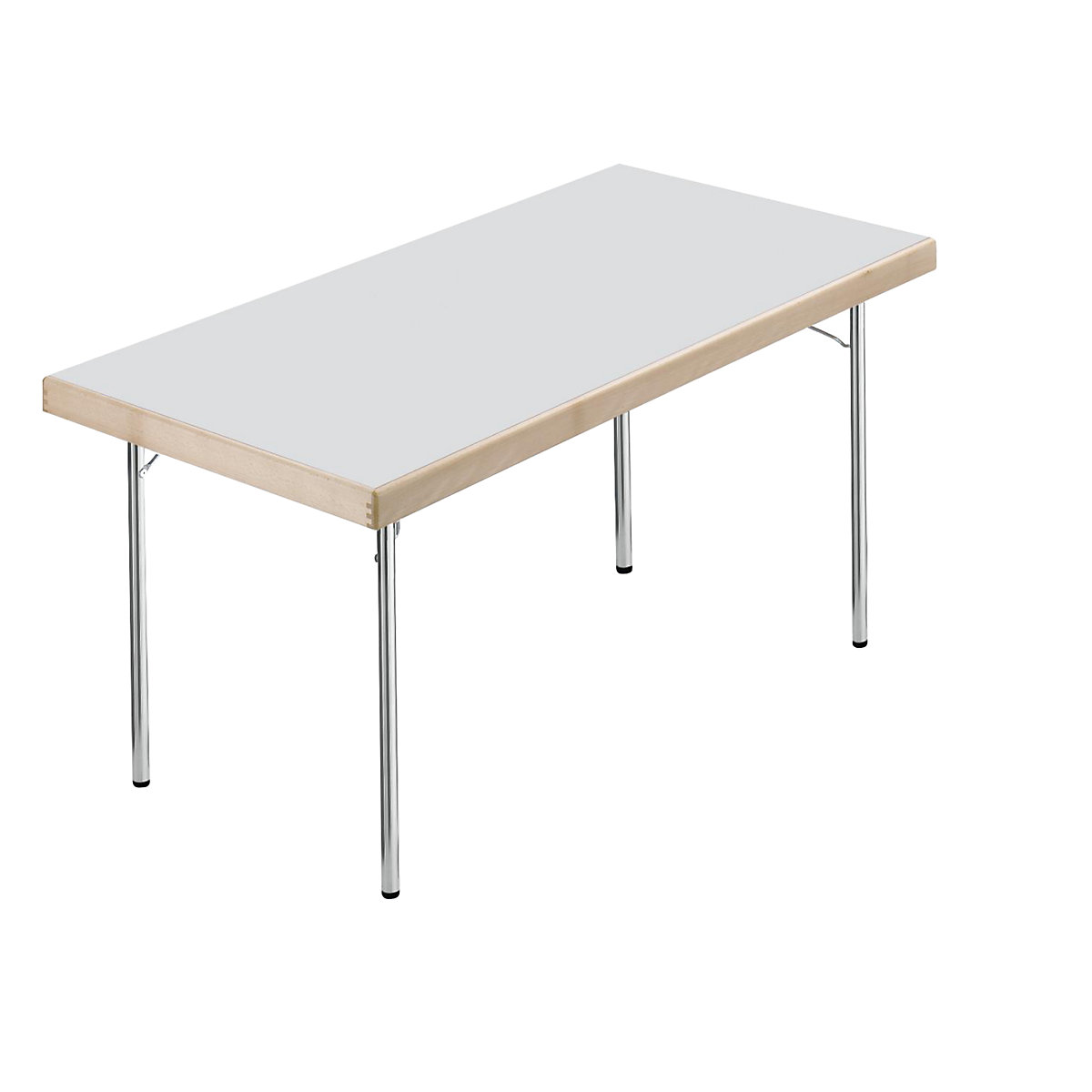 Zložljiva miza, štirinožno ogrodje, 1500 x 800 mm, kromirano ogrodje, svetlo siva plošča-5