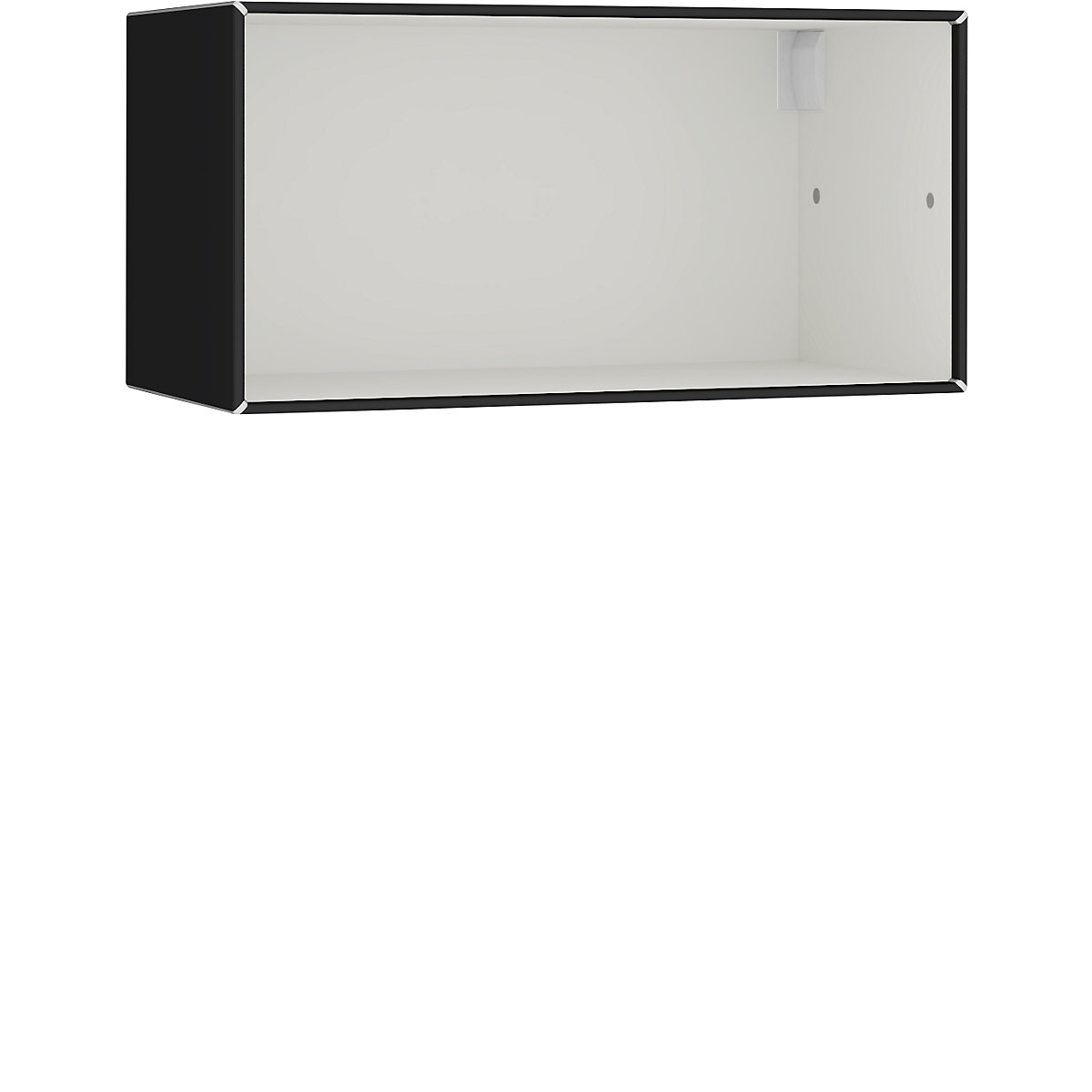 Odprta enojna viseča omarica – mauser, širina 770 mm, intenzivno črne / signalno bele barve-5
