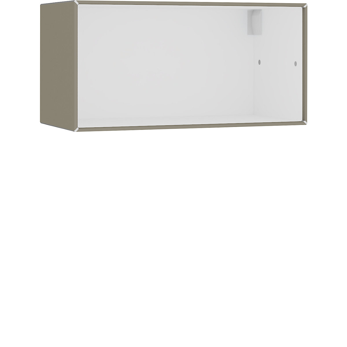Odprta enojna viseča omarica – mauser, širina 770 mm, beige sive / čisto bele barve-4