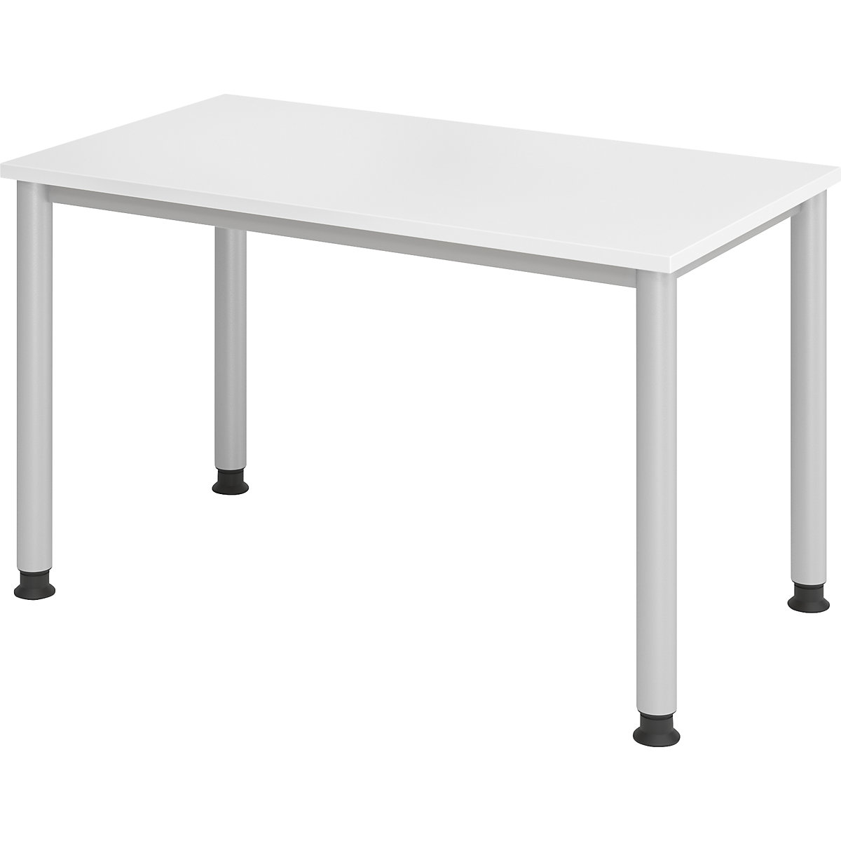 EUROKRAFTpro – RENATUS Pisalna miza Mini-Office 4, ogrodje s 4 okroglimi nogami, širina 1200 mm, bele barve