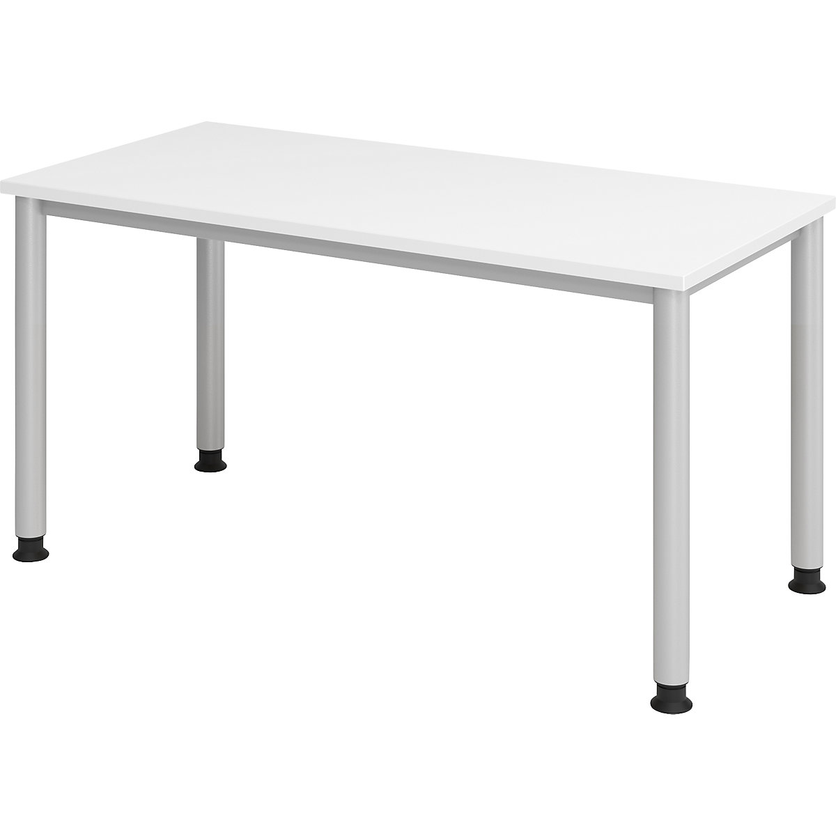EUROKRAFTpro – RENATUS Pisalna miza Mini-Office 4, ogrodje s 4 okroglimi nogami, širina 1400 mm, bele barve