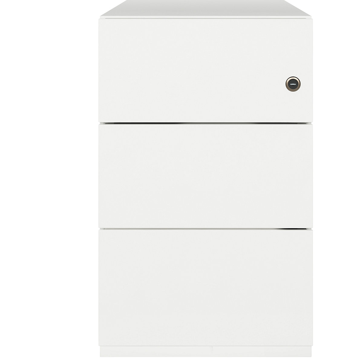 Pomični predalnik Note™, 3 univerzalni predali – BISLEY, VxŠxG 495 x 300 x 565 mm, z oprijemalno letvijo, prometno bele barve-8