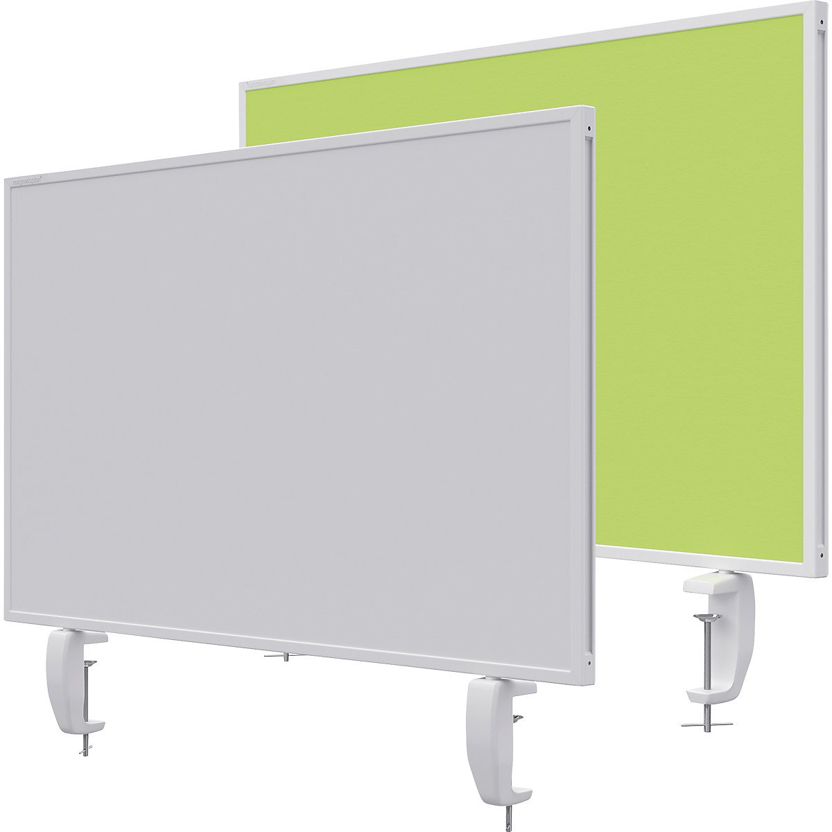 Namizna predelna stena VarioPin – magnetoplan, bela tabla/klobučevina, širina 800 mm, zelene barve