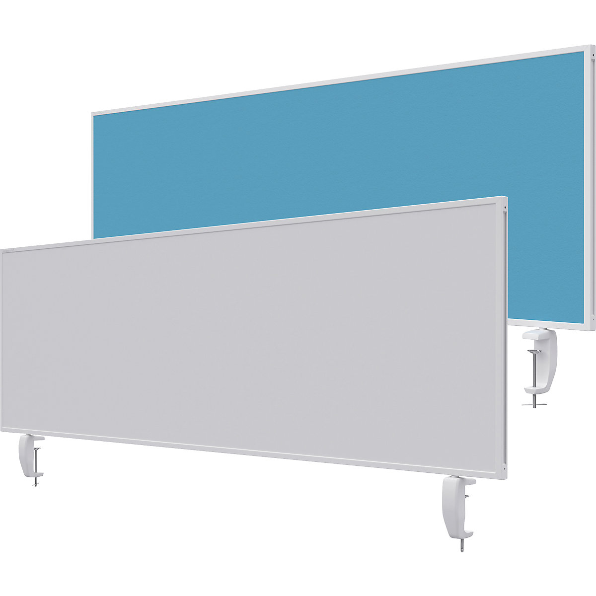 Namizna predelna stena VarioPin – magnetoplan, bela tabla/klobučevina, širina 1600 mm, turkizne barve