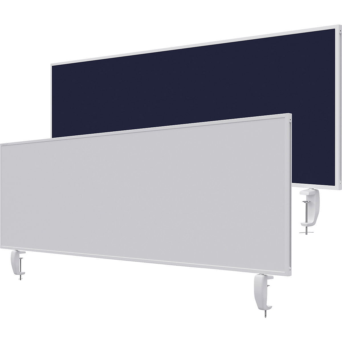 Namizna predelna stena VarioPin – magnetoplan, bela tabla/klobučevina, širina 1600 mm, temno modre barve
