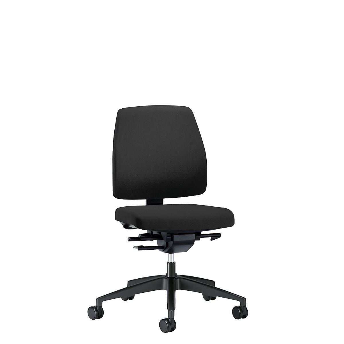 Vrtljiv pisarniški stol GOAL, naslonjalo za hrbet višine 430 mm – interstuhl, črno ogrodje, trda kolesa, grafitno črna, globina sedeža 410 mm-5