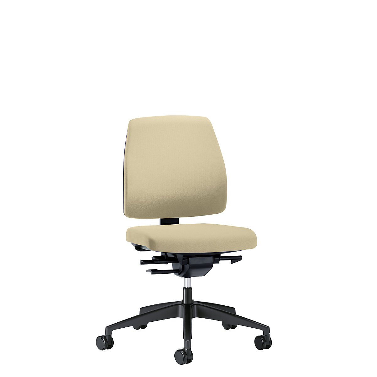 Vrtljiv pisarniški stol GOAL, naslonjalo za hrbet višine 430 mm – interstuhl, črno ogrodje, trda kolesa, beige, globina sedeža 410 mm-2