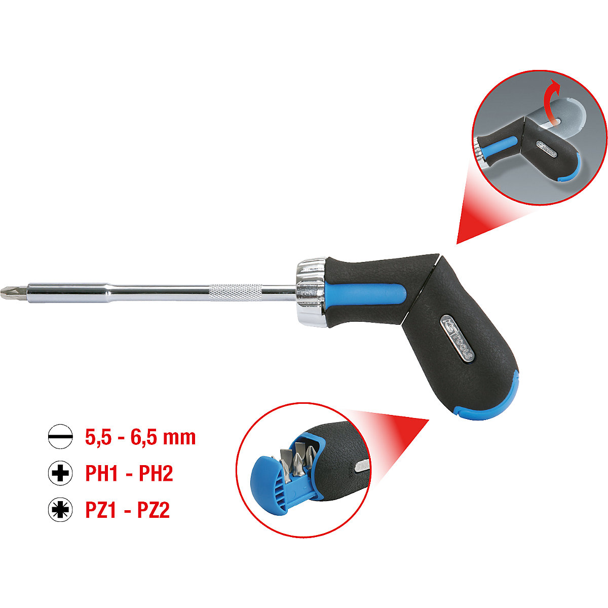 Zakretni odvijač s čegrtaljkom i bitovima 1/4'' – KS Tools (Prikaz proizvoda 8)-7