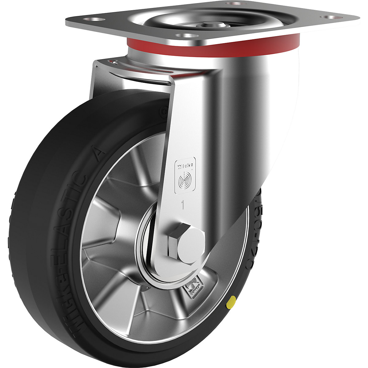 Pneu de borracha elástica ESD – Wicke, Ø x largura da roda 160 x 50 mm, capacidade de carga 400 kg, roda orientável-1