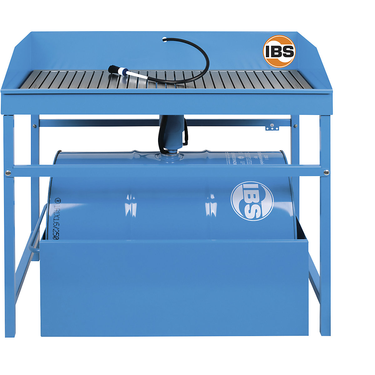 Profesionalni uređaj za čišćenje sitnih dijelova – IBS Scherer, komplet s posebnim sredstvom za čišćenje volumena 200 l i prihvatnim koritom, za bačvu volumena 200 l