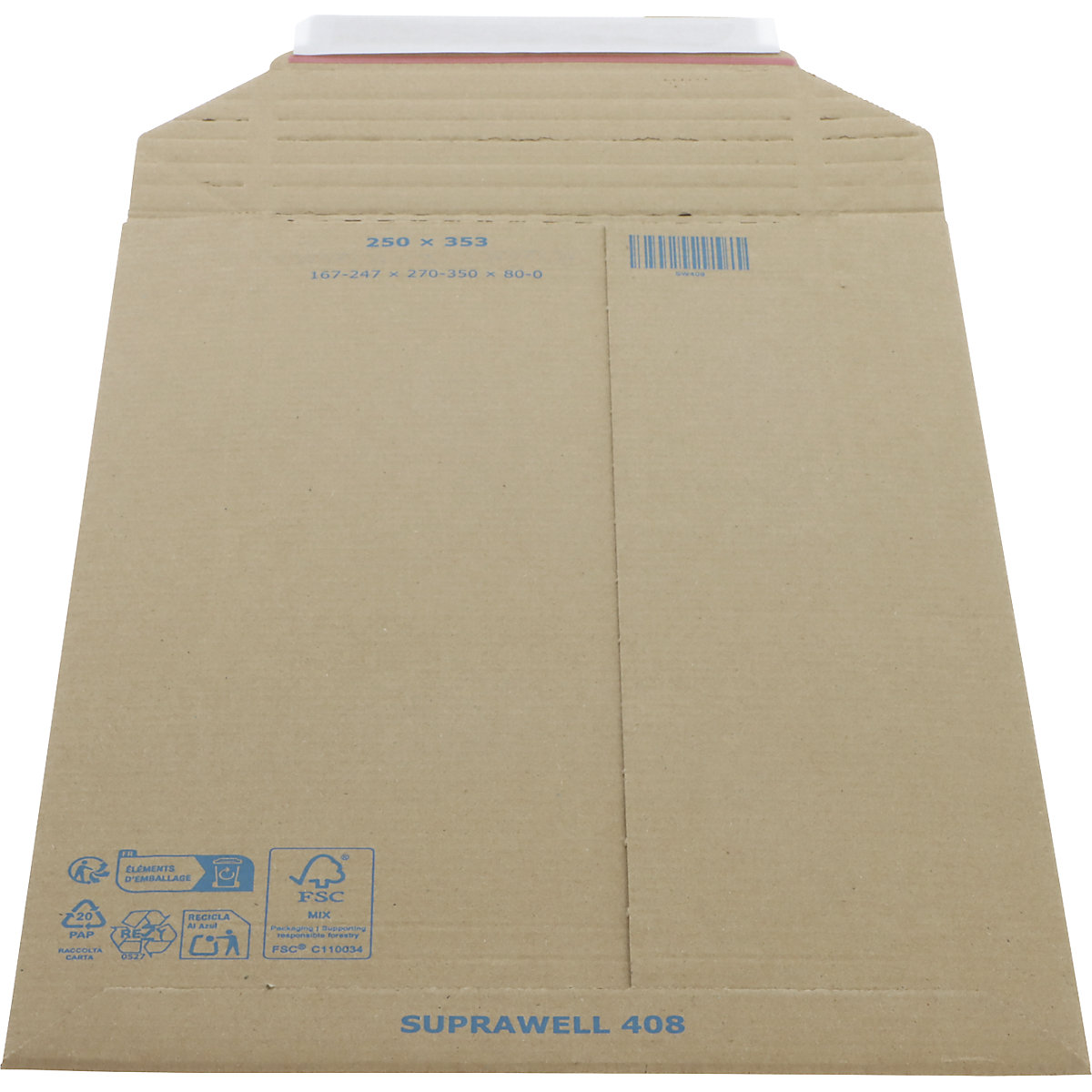 Karton-Versandtasche ratioform flow, DHL-Kleinpaket, VE 25 Stk, Innen-LxB 350 x 247 mm, bis 80 mm Füllhöhe-1