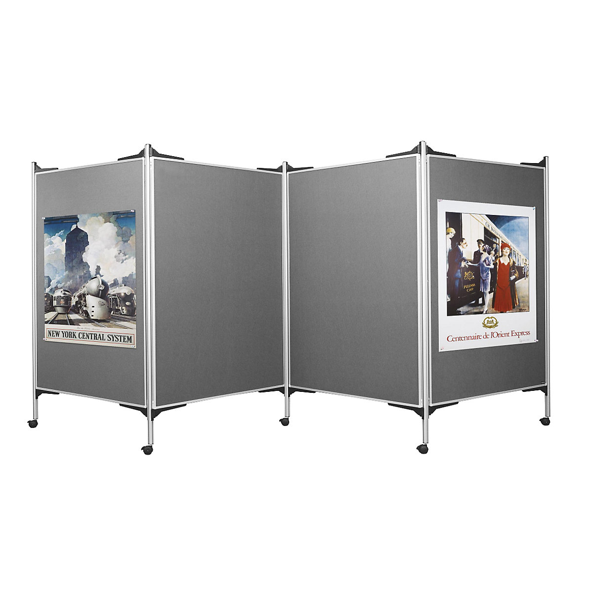 magnetoplan Präsentationswand-Set, mobil, 4 Pinntafeln, 5 Säulen, Breite 4 x 1200 mm