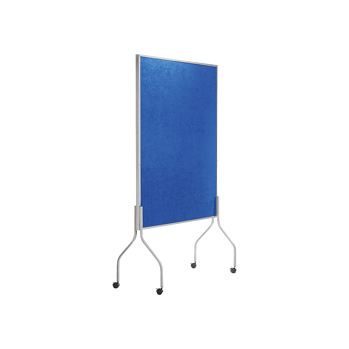 Moderationswand, mobil, HxBxT 1950 x 1200 x 680 mm, Textilbezug blau