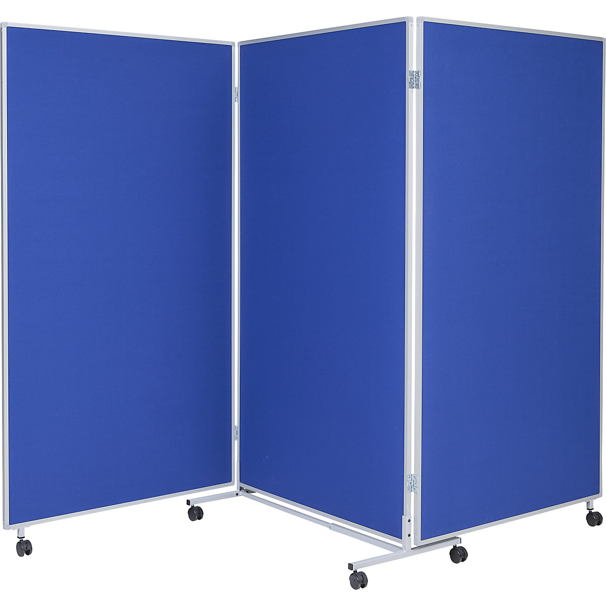 EUROKRAFTbasic Präsentationswand, faltbar und mobil, HxBxT 1905 x 3040 x 500 mm, blau