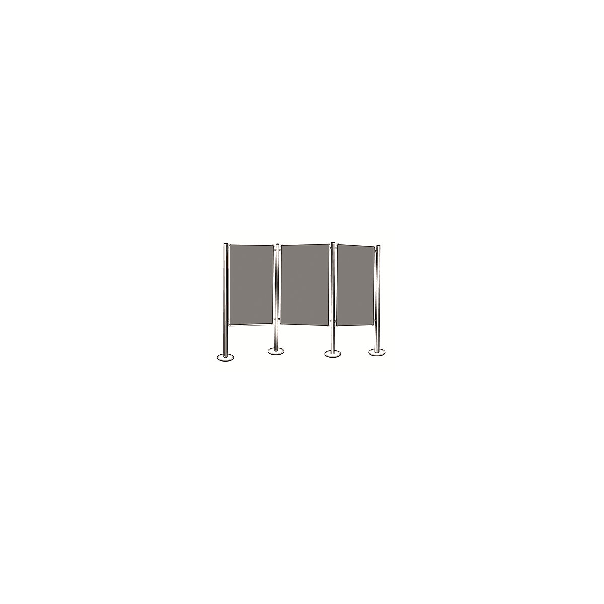 magnetoplan Präsentationswand-Set, Filz, grau, 3 Pinntafeln, 4 Säulen