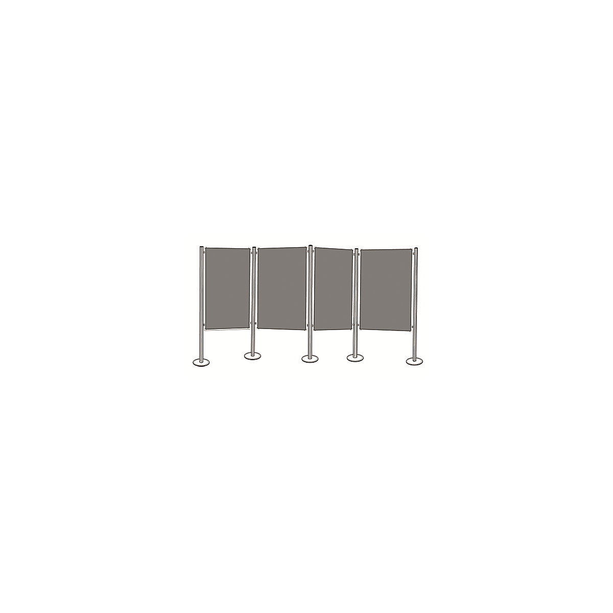 magnetoplan Präsentationswand-Set, Filz, grau, 4 Pinntafeln, 5 Säulen