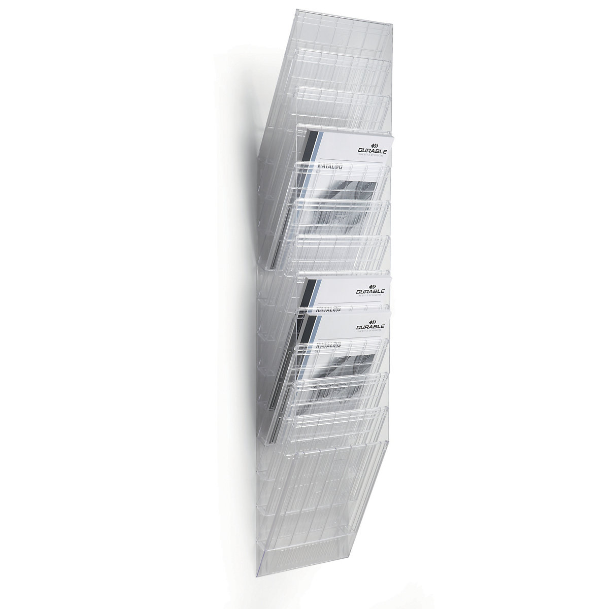 DURABLE Wandprospektspender, Hochformat, 12 x DIN A4, VE 2 Stk, transparent