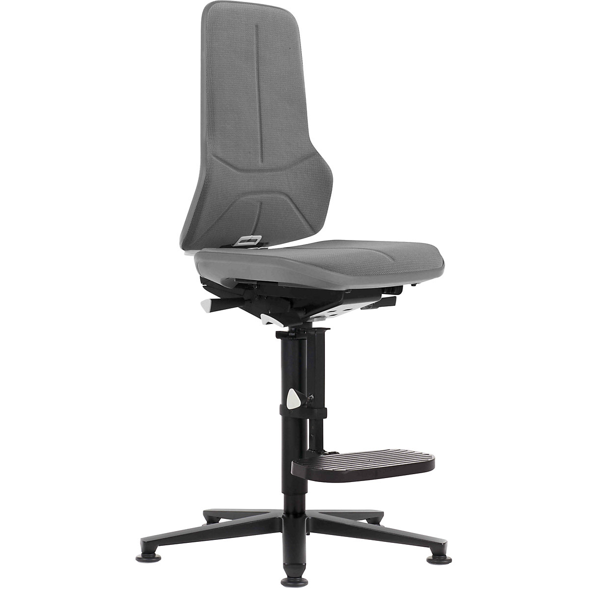 NEON pracovná otočná stolička, klzáky, výstupná pomôcka – bimos, permanentný kontakt, Supertec, flexibilná páska šedá-11
