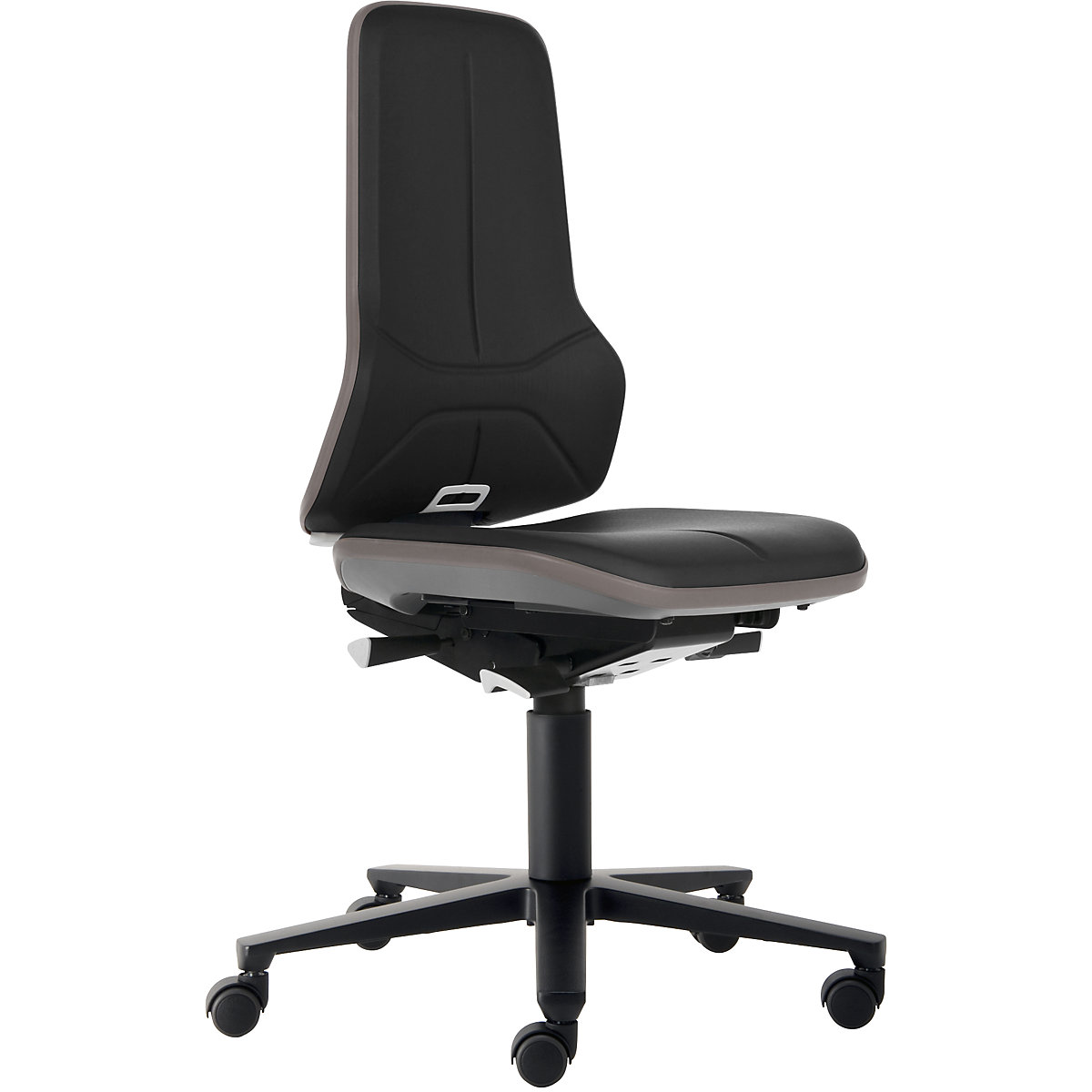 NEON pracovná otočná stolička, kolieska – bimos, synchrónna mechanika, umelá koža, flexibilná páska šedá-7