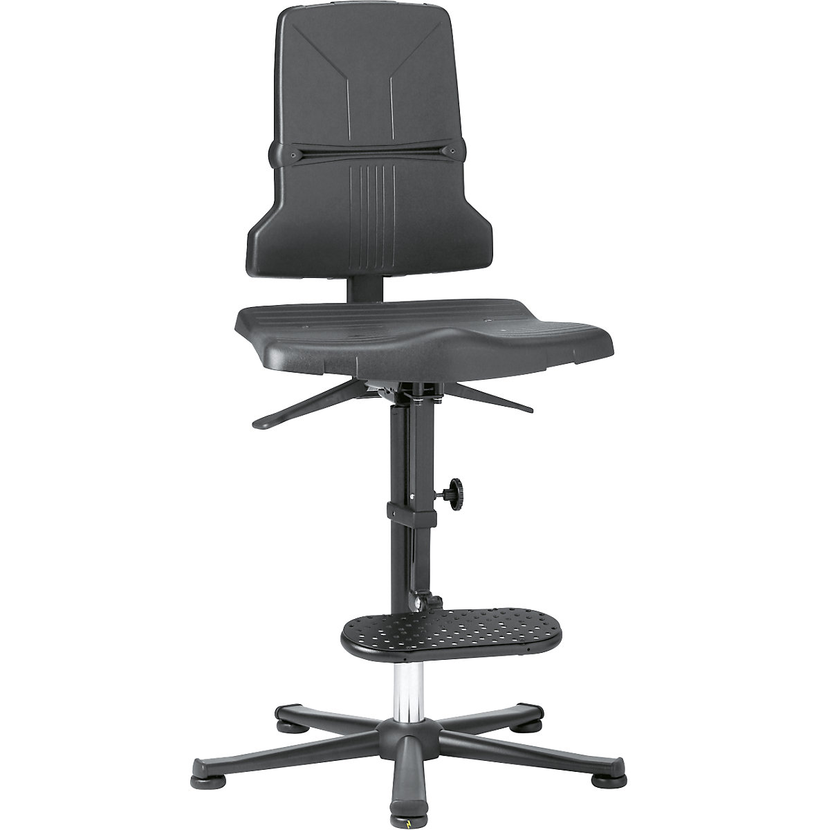 bimos – Pracovná otočná stolička ESD SINTEC, s prestavením sklonu sedadla, s klzákmi a výstupnou pomôckou