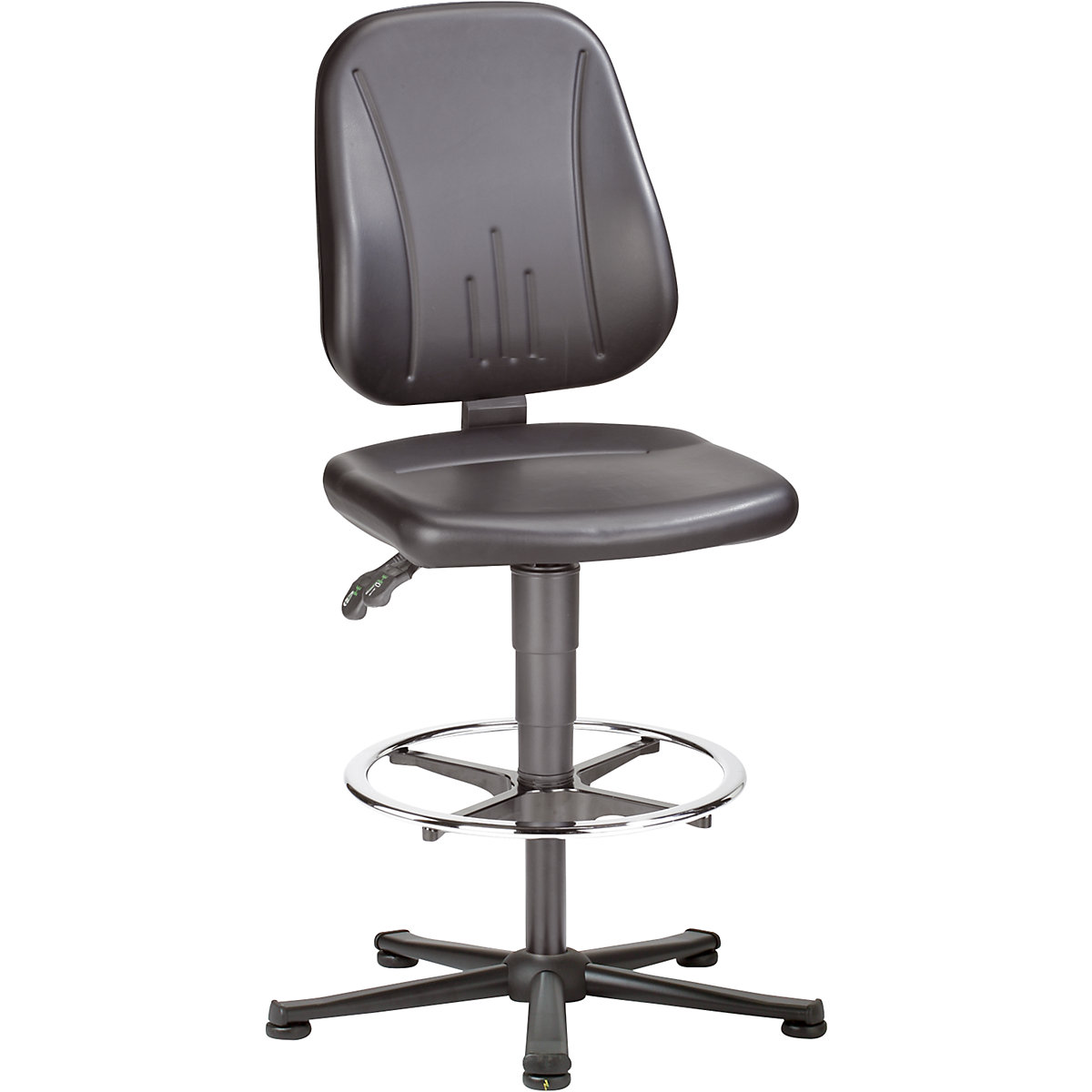 Pracovná otočná stolička ESD UNITEC – bimos, umelá koža, prestavenie výšky 580 – 850 mm-1