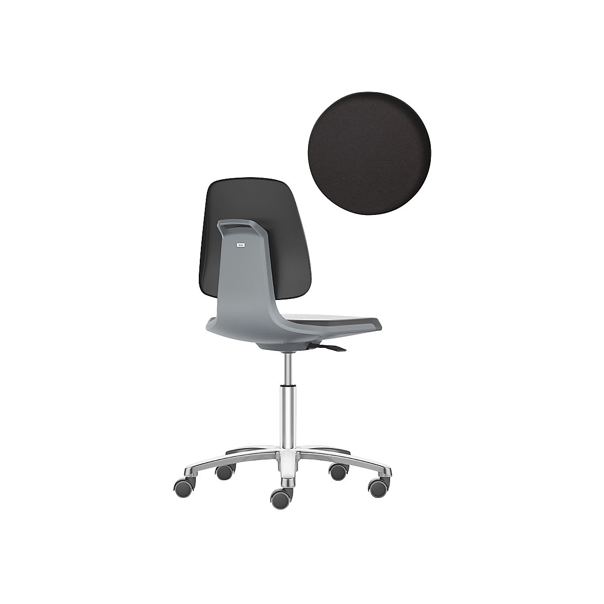 Pracovná otočná stolička LABSIT – bimos, päť nôh s kolieskami, sedadlo z PU peny, antracitová-29