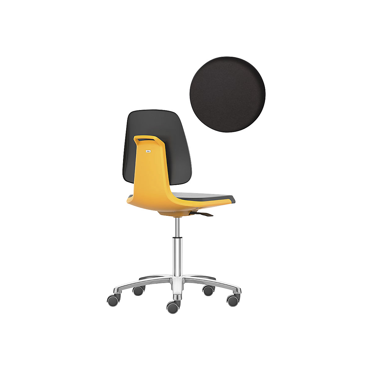 Pracovná otočná stolička LABSIT – bimos, päť nôh s kolieskami, sedadlo z PU peny, oranžová-25