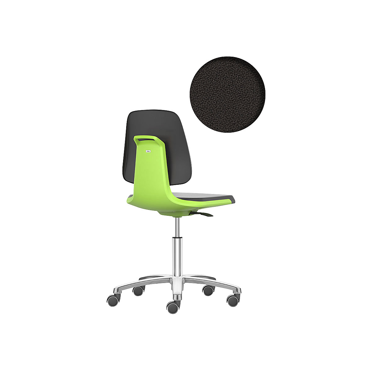 Pracovná otočná stolička LABSIT – bimos, päť nôh s kolieskami, sedadlo s látkovým poťahom, zelená-30