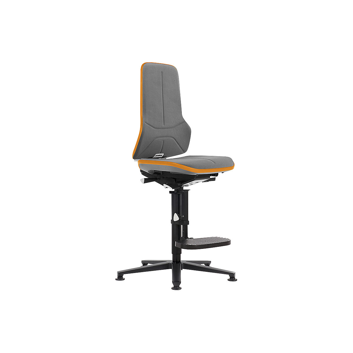 Pracovná otočná stolička NEON, s klzákmi a výstupnou pomôckou – bimos, Supertec, flexibilná páska oranžová