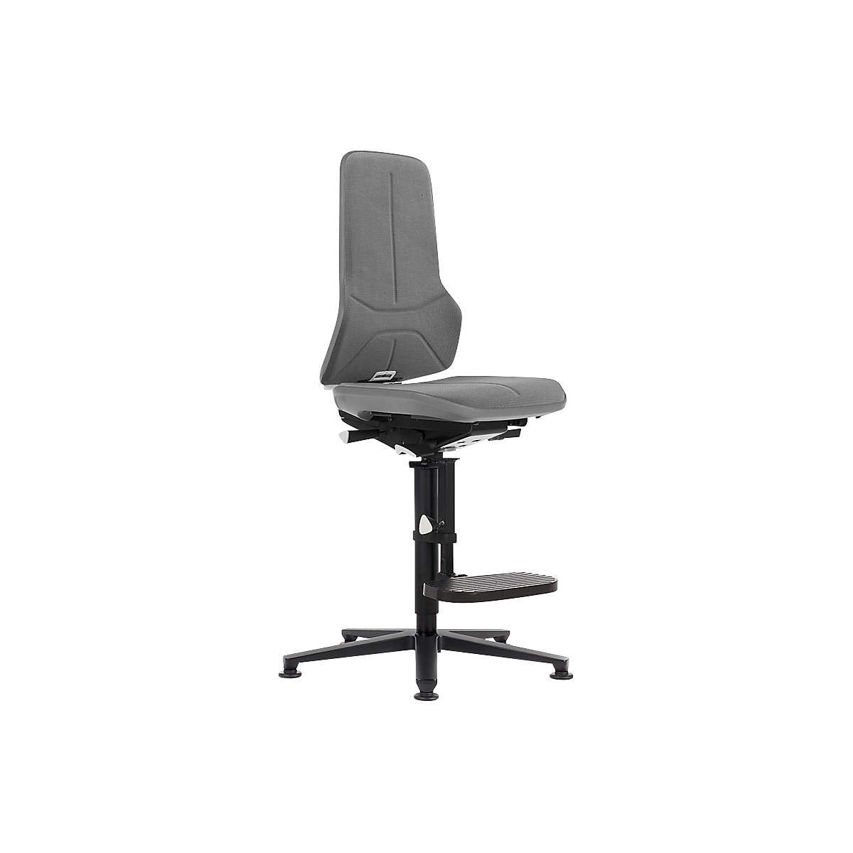 Pracovná otočná stolička NEON, s klzákmi a výstupnou pomôckou – bimos, Supertec, flexibilná páska šedá